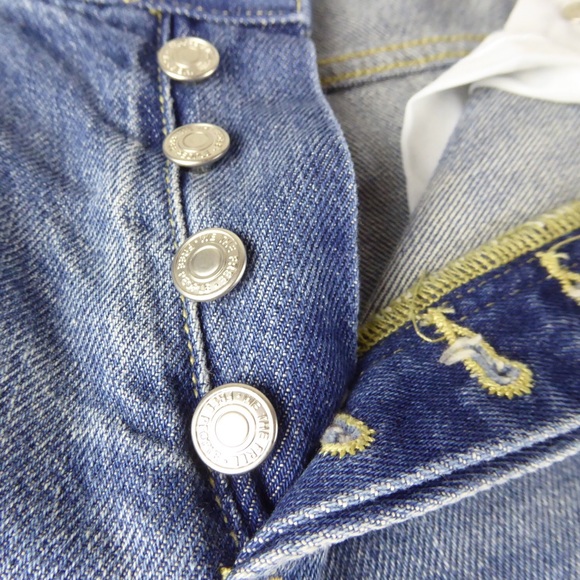 Free People Distressed Cotton Denim Button Front Frayed Hem Jeans NWT Size 24 - Picture 4 of 10